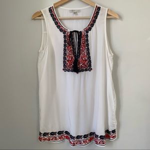 Fever Sleeveless Embroidered Boho Tunic Top Womens Small